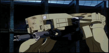 로봇이 총을 마구쏘는장면