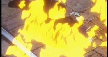 온몸에 불이붙어 물뿌리는장면