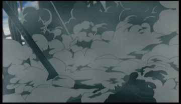 연기사이에서 칼이날아오는 장면