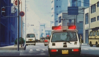 경찰차가 과속하는 장면