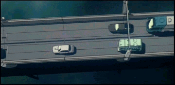 고속도로에서 차를 추월하는 장면