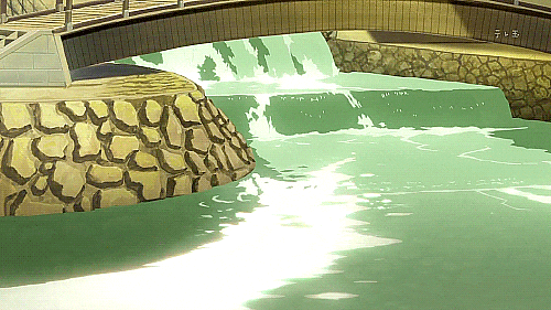 물이 흘러내려가는 장면