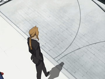 걸어가는 장면을 위에서 보는장면