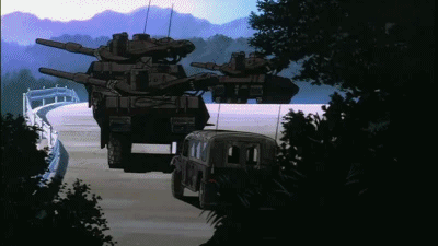 탱크가 대포발사하는 장면