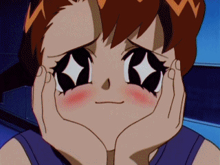 눈이 반짝이며 행복한 얼굴