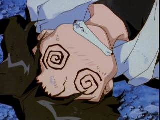 바닥에 쓰러져 눈이 빙글 도는장면