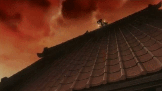 지붕에서 폭탄 던지는 모습