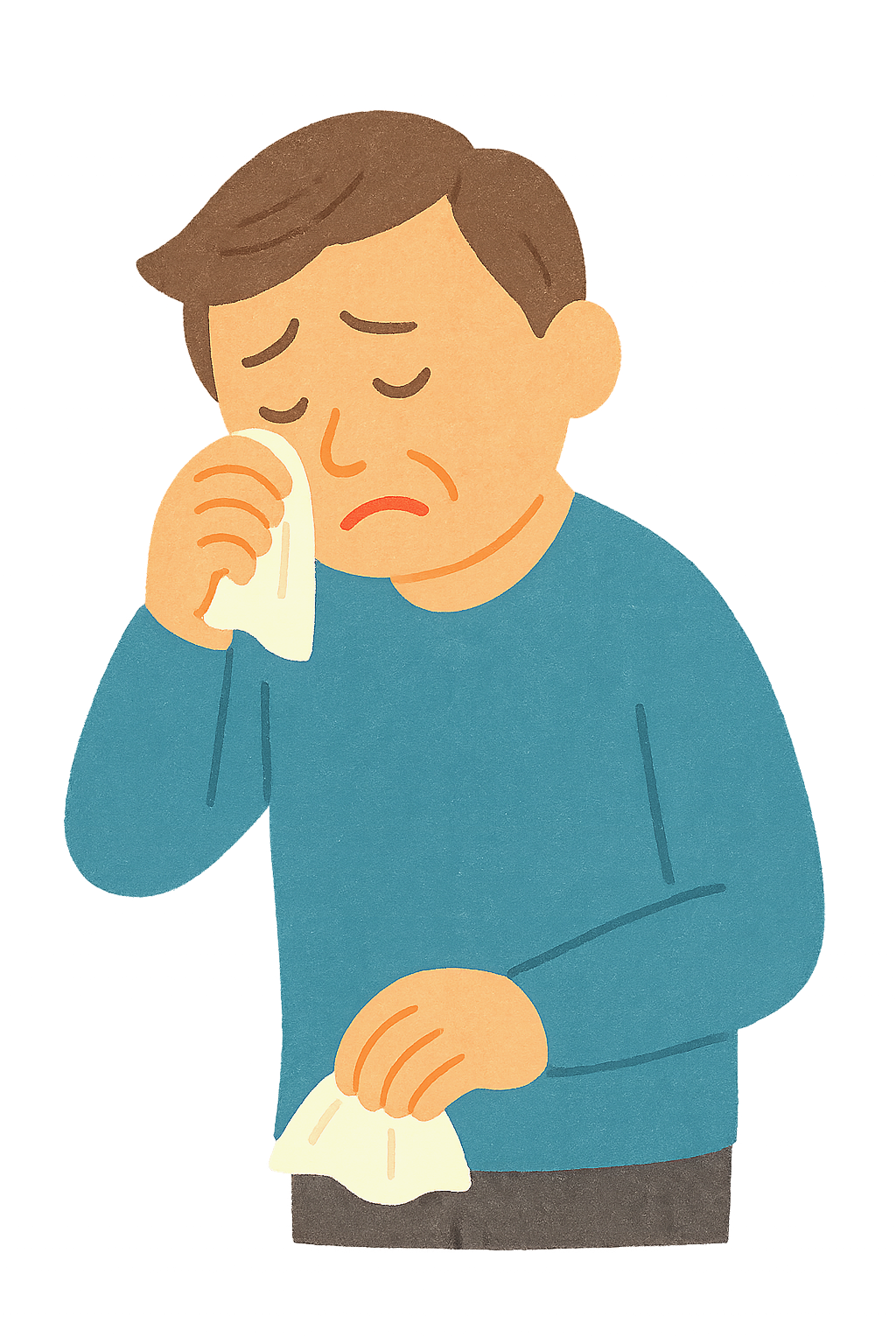 휴지로 눈물닦는모습