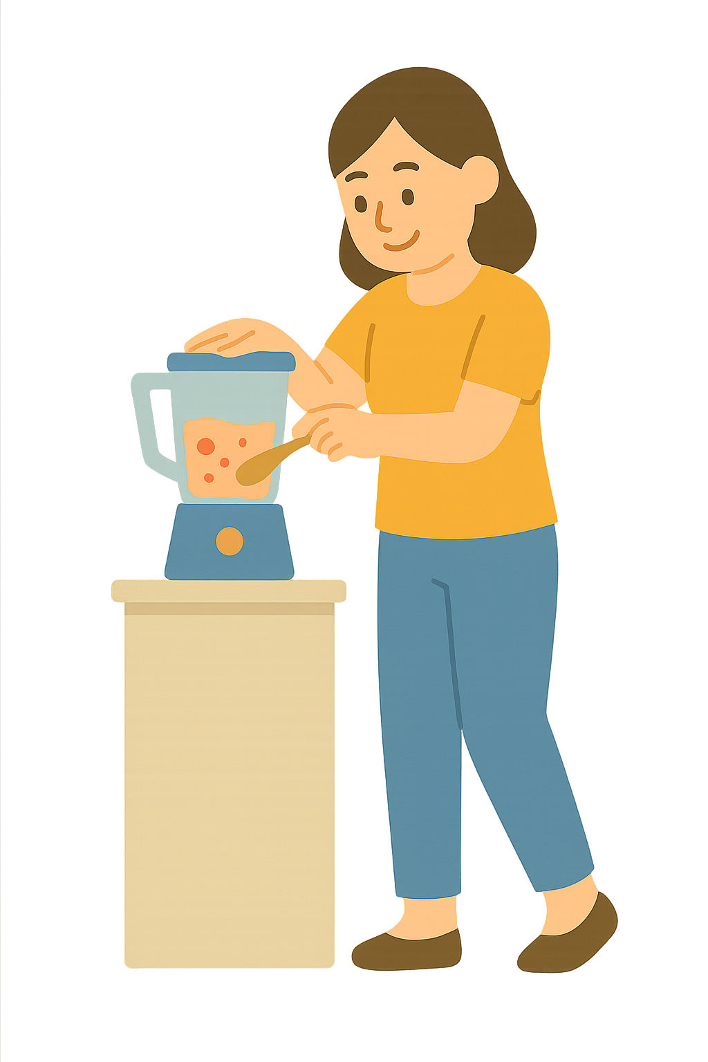 믹서기 사용하는 모습