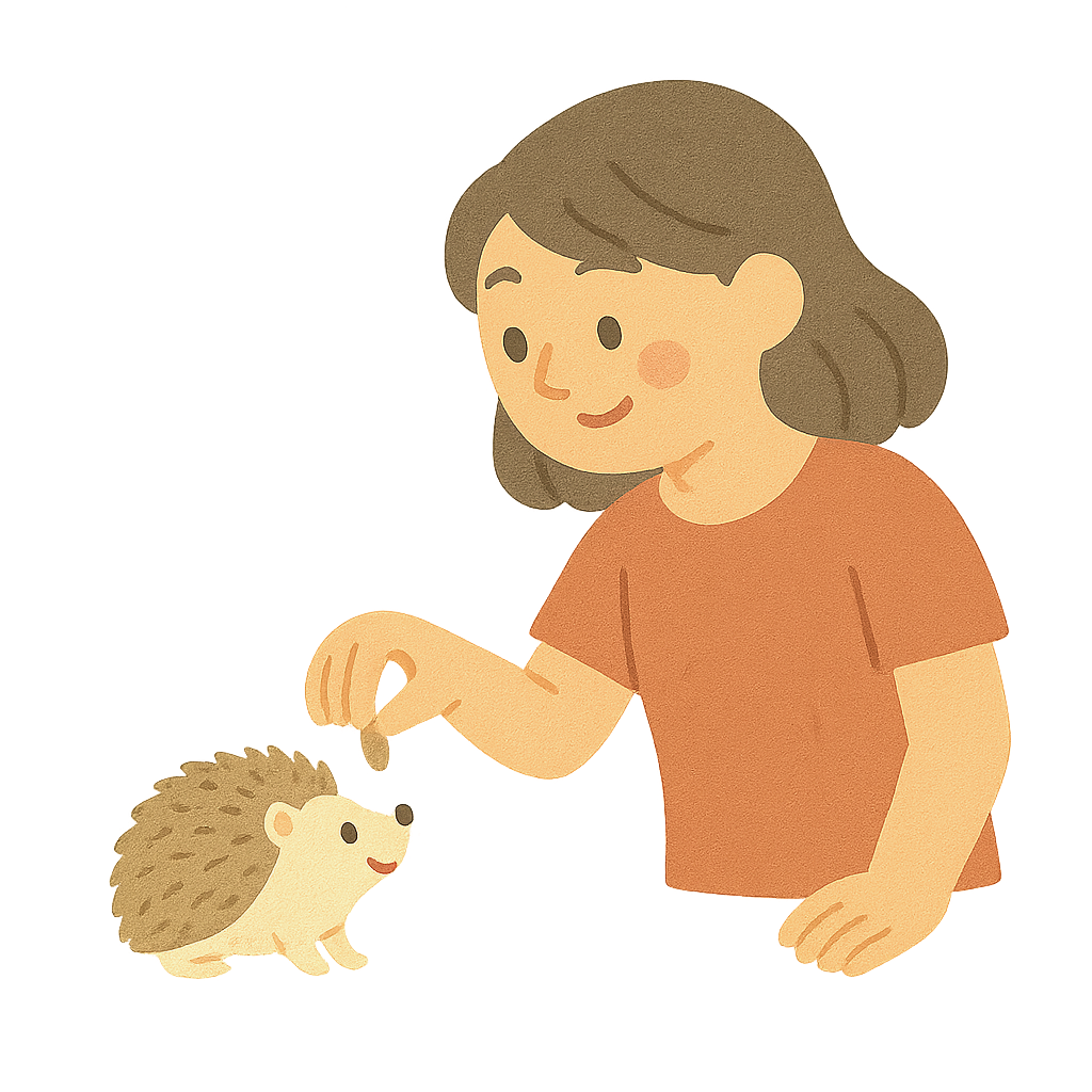 고슴도치에게 간식주기