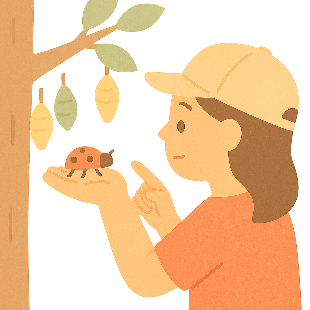 나무에 매달린 번데기를 관찰하기