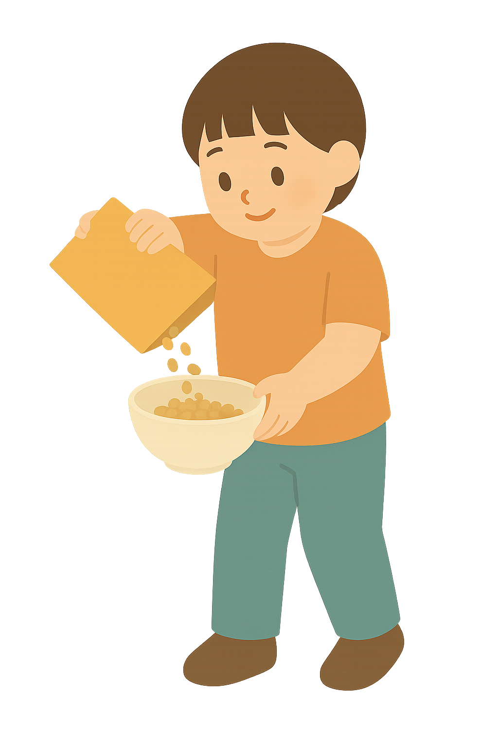 시리얼을 그릇에담는 모습