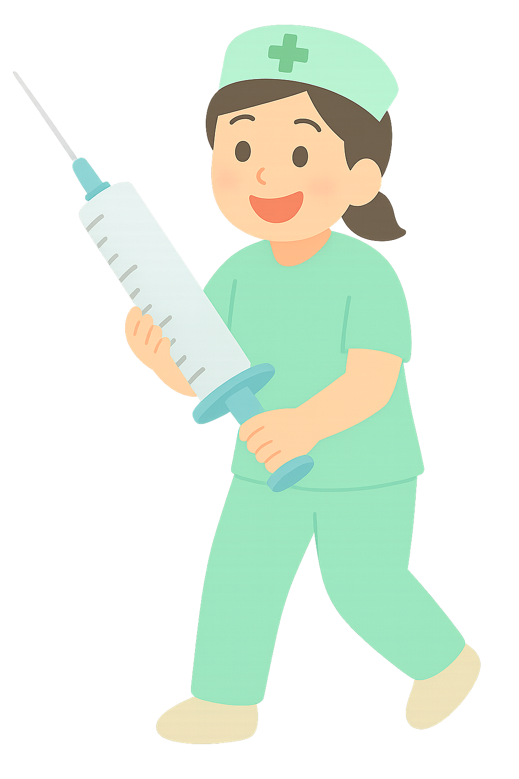 큰 주사기들고 가는모습