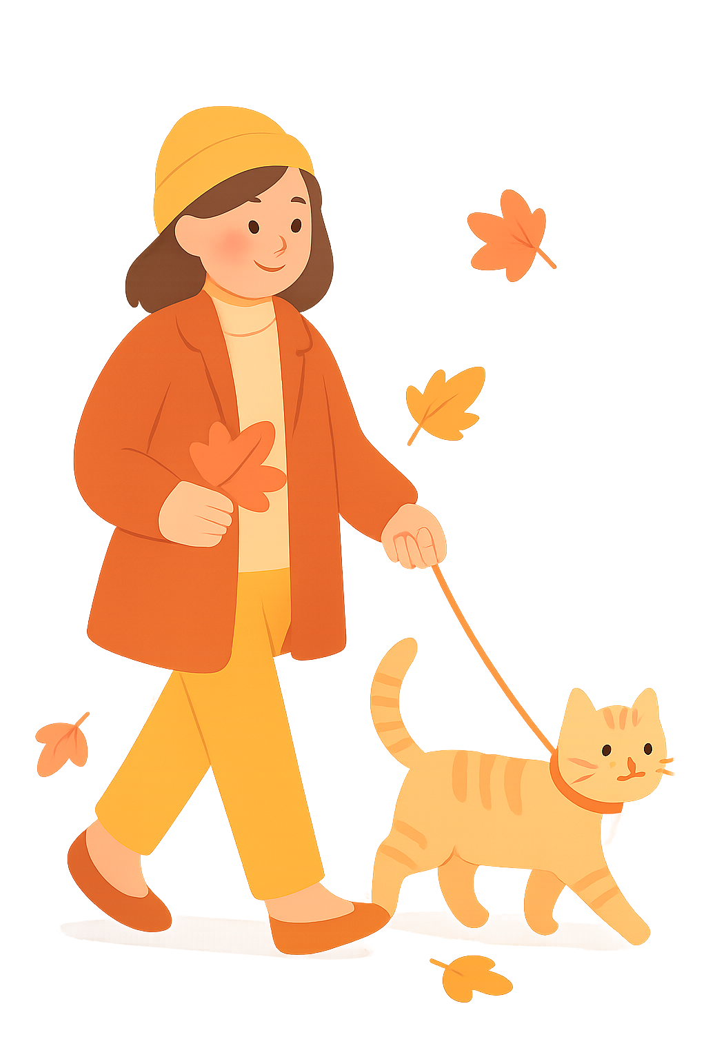 고양이와 산책하는 모습