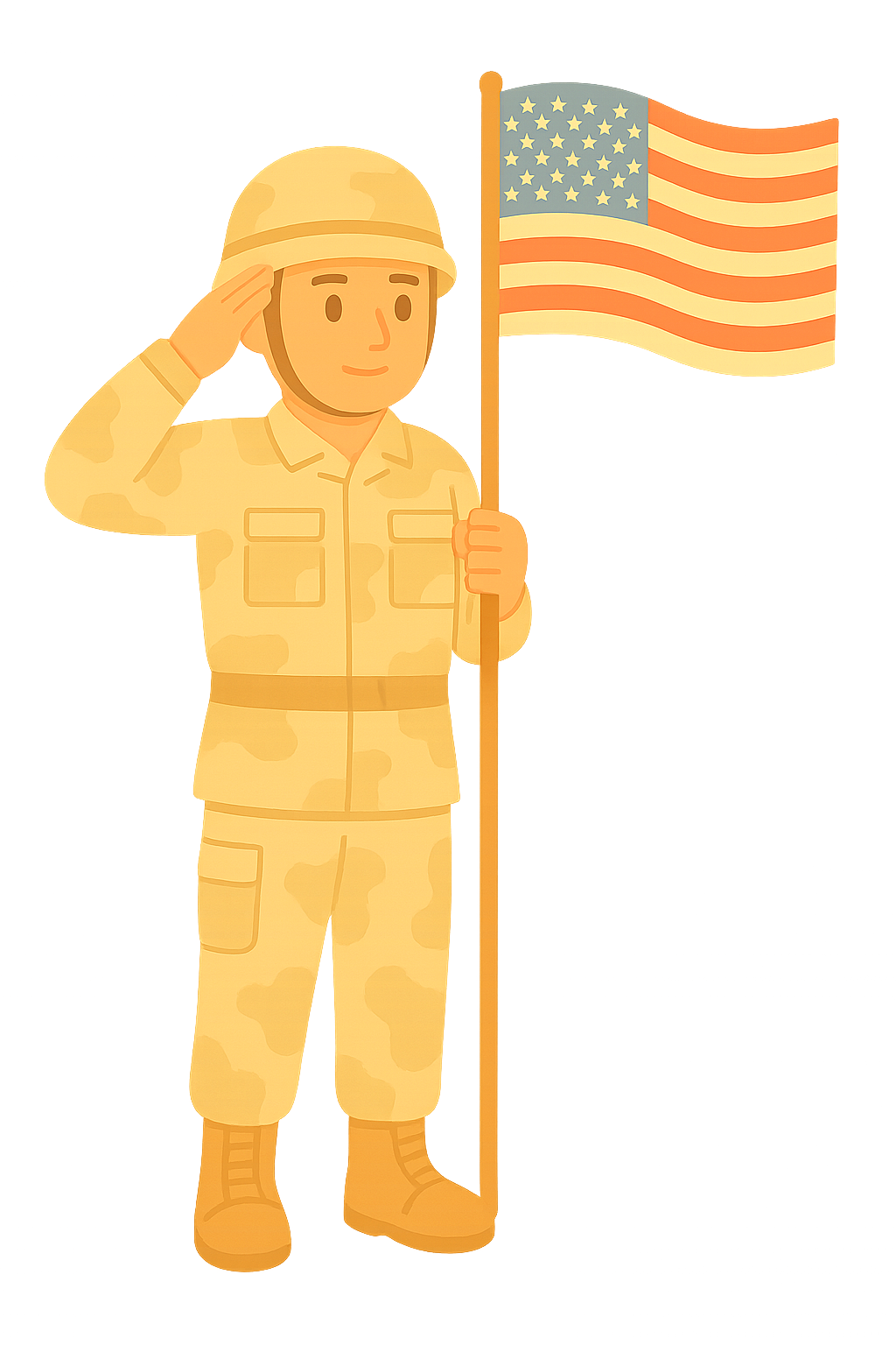 국기를 들고 경례하는 모습