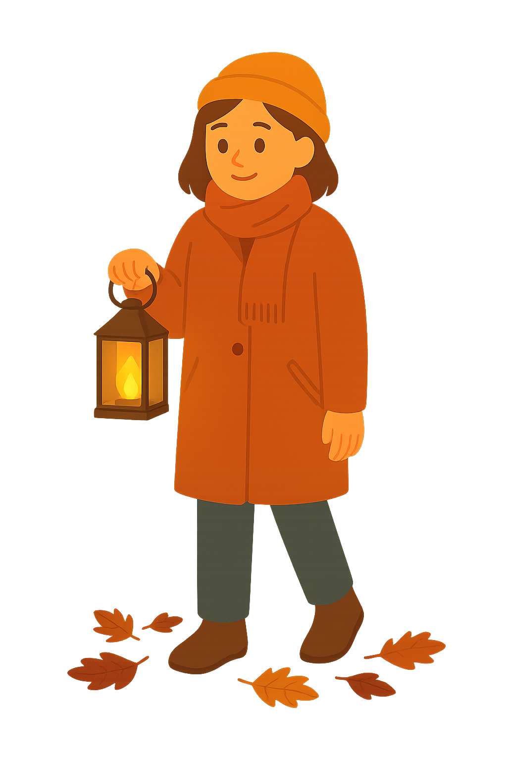 가을 밤 등불을 든모습