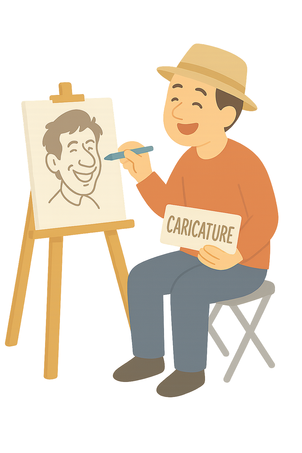 거리에서 캐리커쳐 그리는 작가