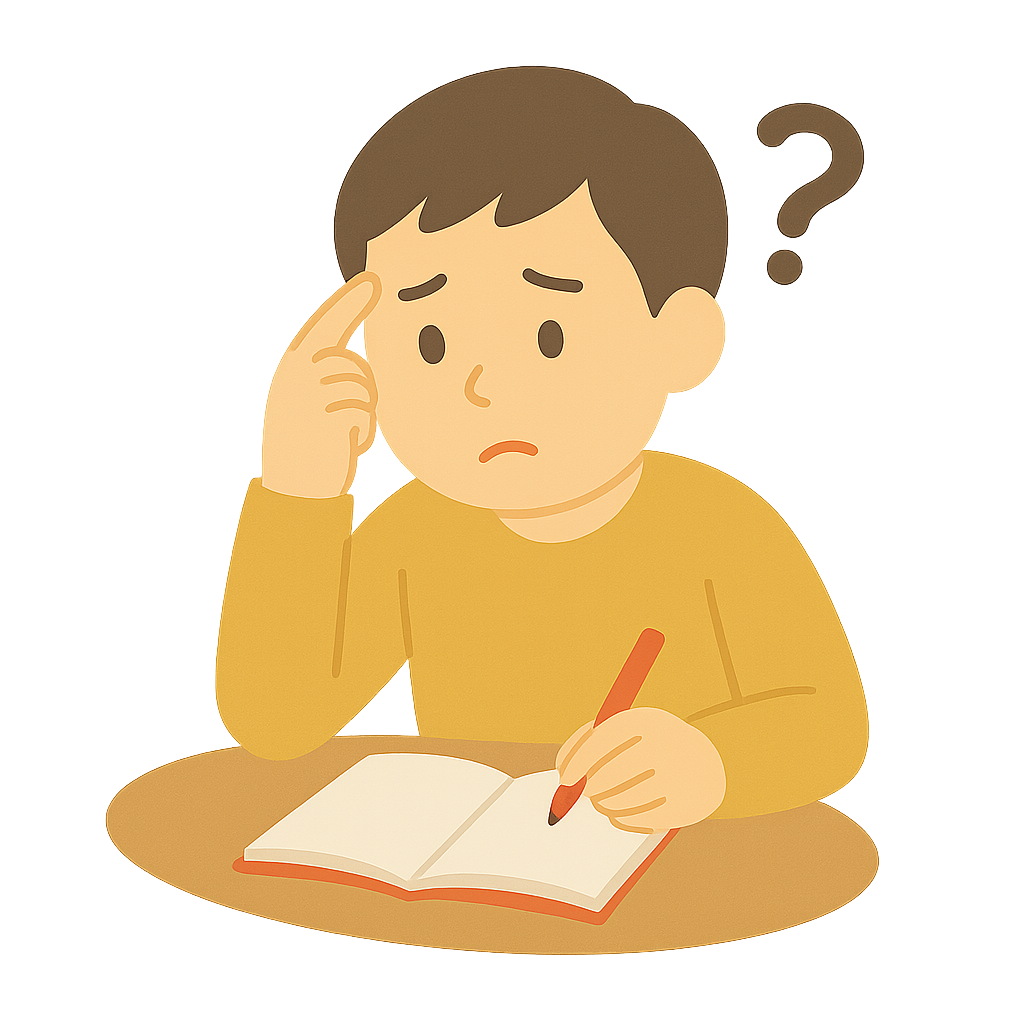 독후감쓰면서 고민하는모습