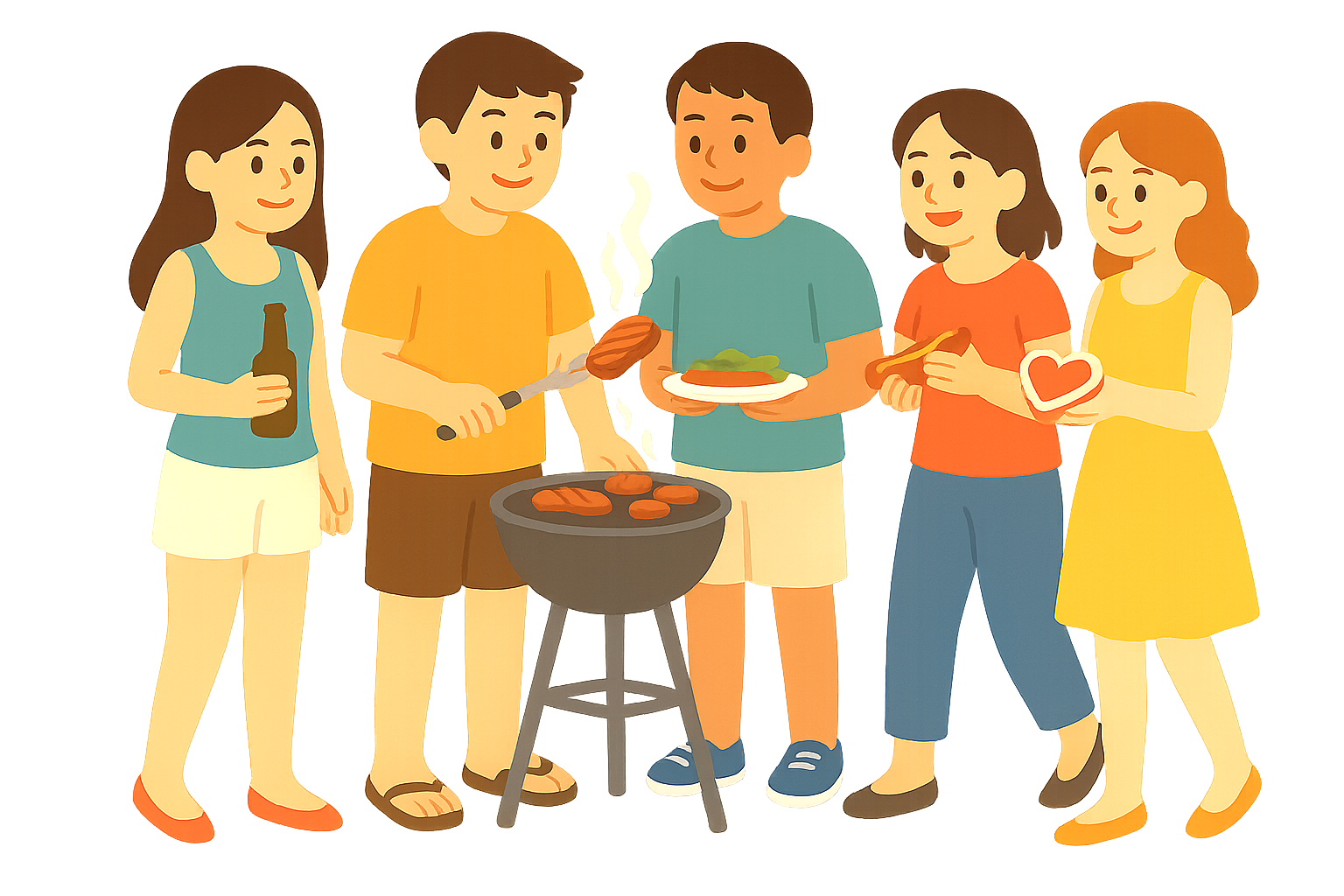 바베큐를 즐기는 모습