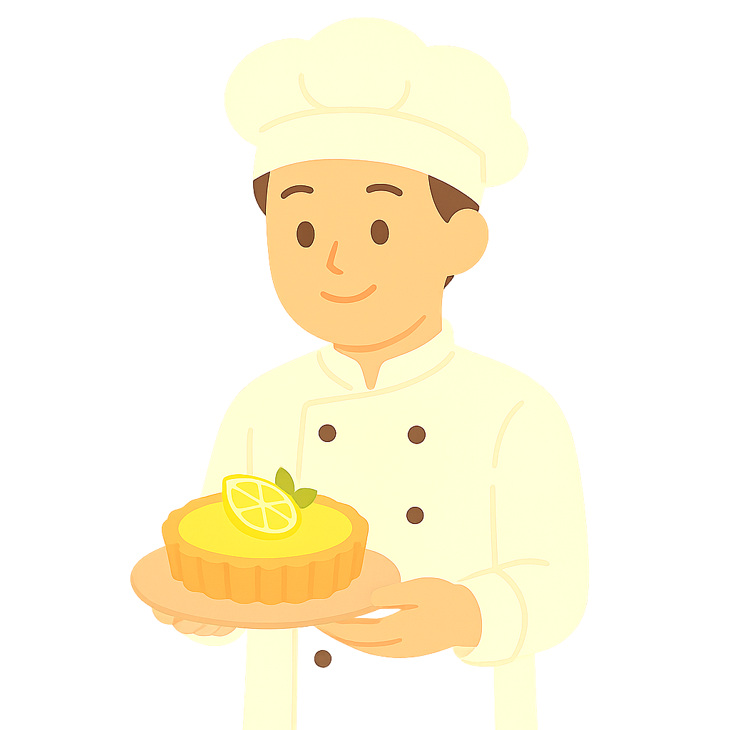 레몬타르트 선보이는 제빵사