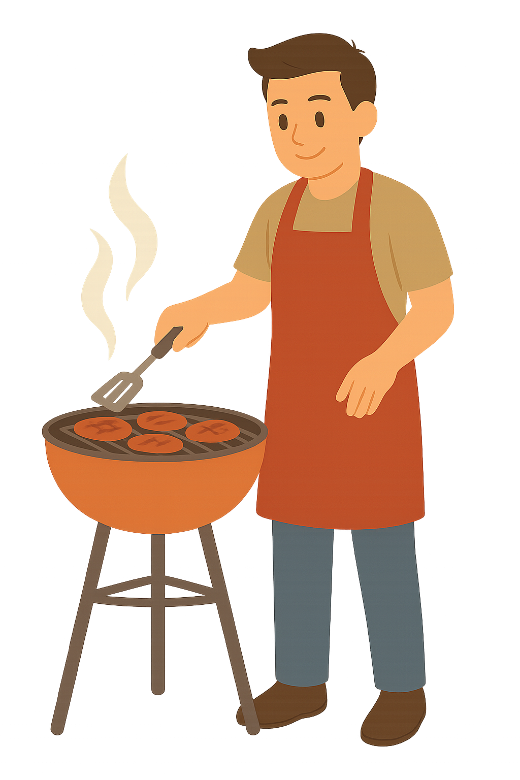 그릴에 고기굽는 모습