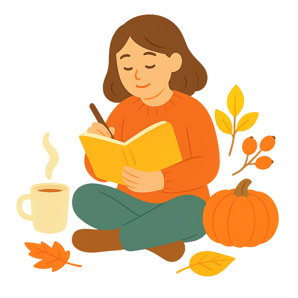 가을분위기 속 글쓰는 모습