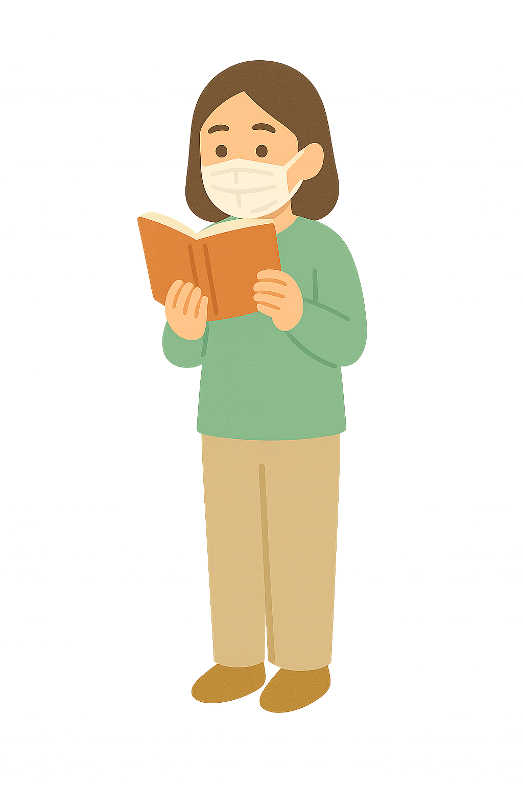 마스크를 착용하고 책보는 모습