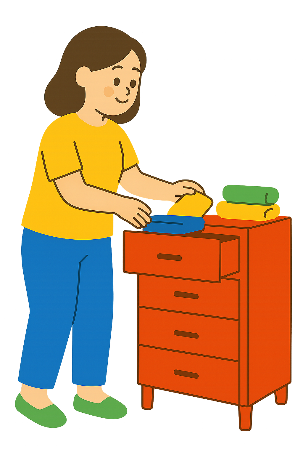 서랍장을 정리하는 모습