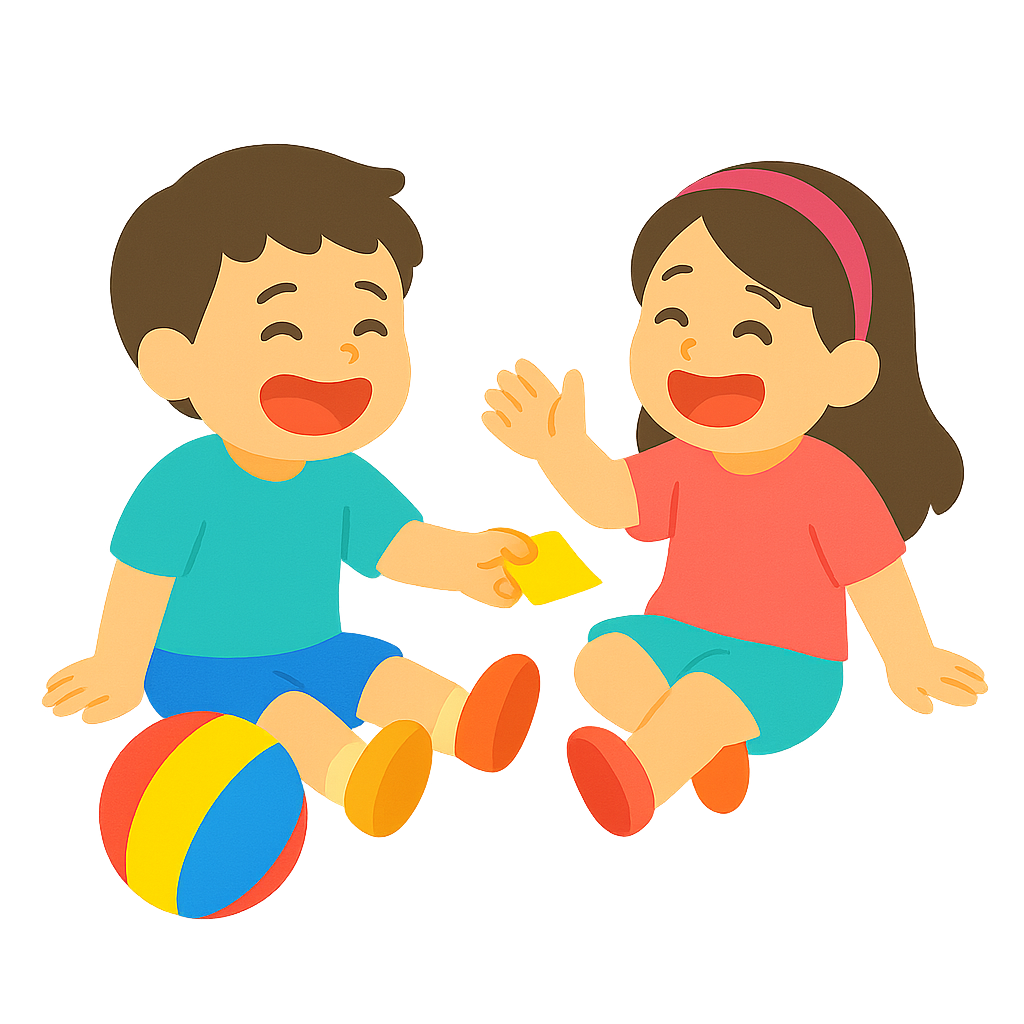 공놀이하다 웃으며 넘어진모습