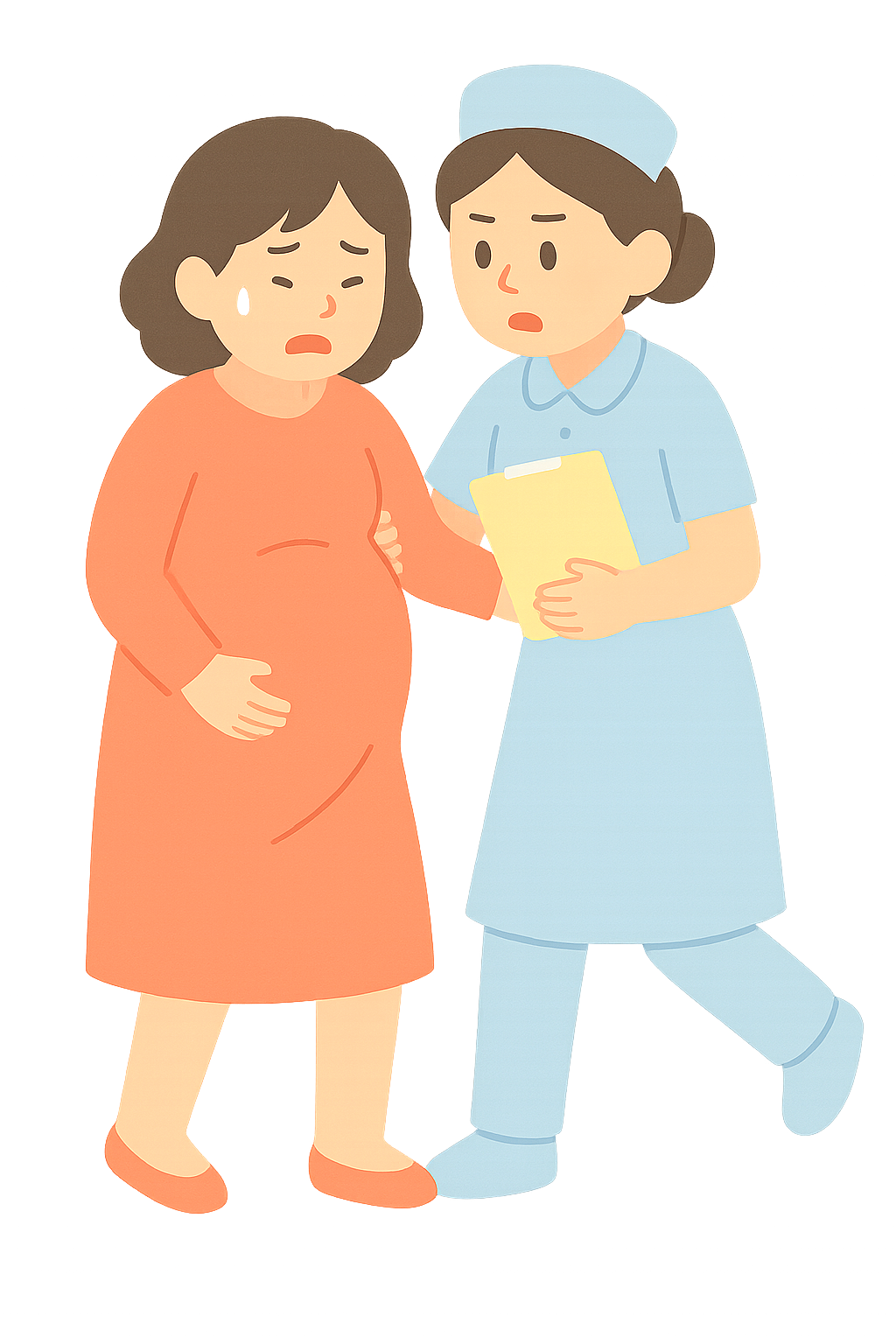 산모를 부축하는 모습