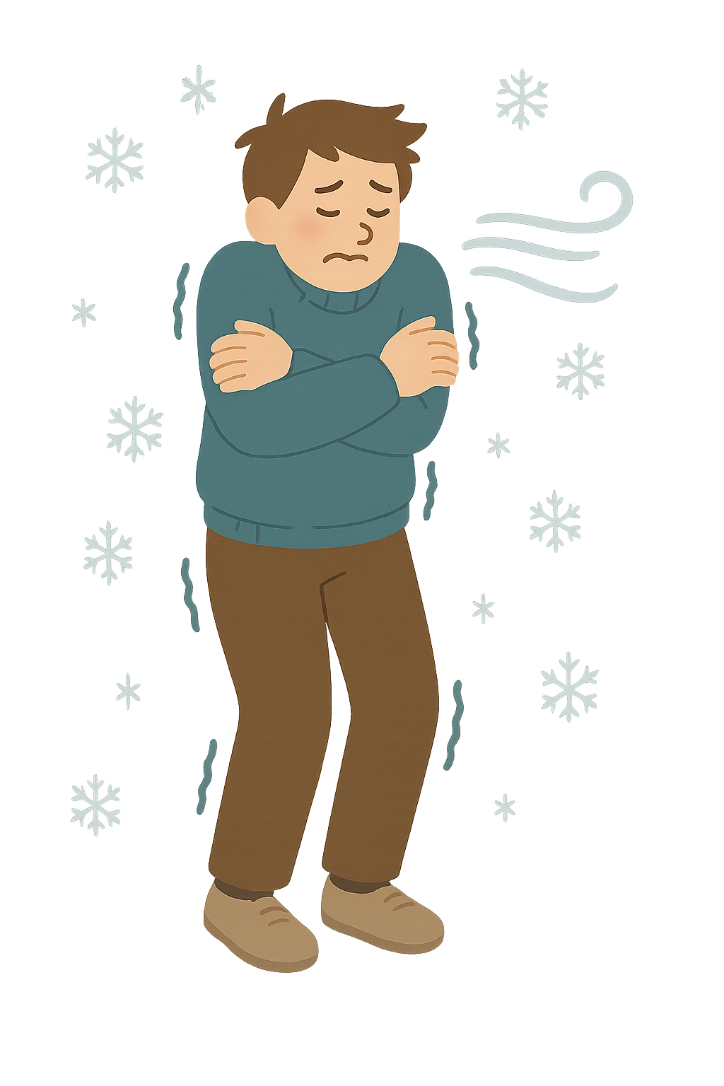 매서운 바람에 떨고있는모습