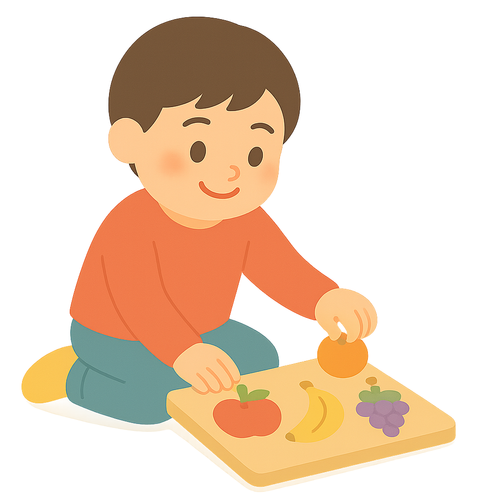 과일모양 퍼즐맞추는 아이