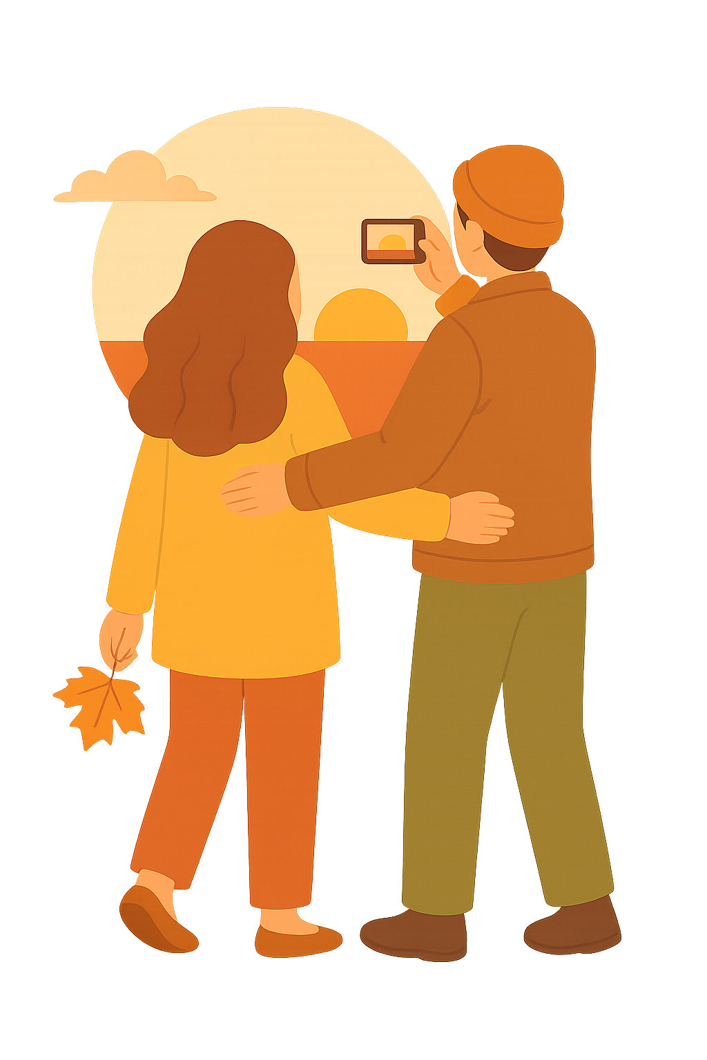 노을을 촬영하는 모습