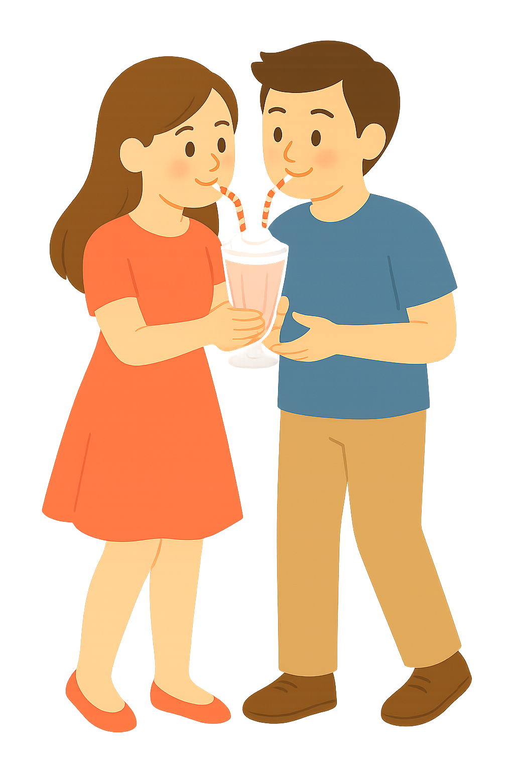 밀크쉐이크를 나눠먹는 커플