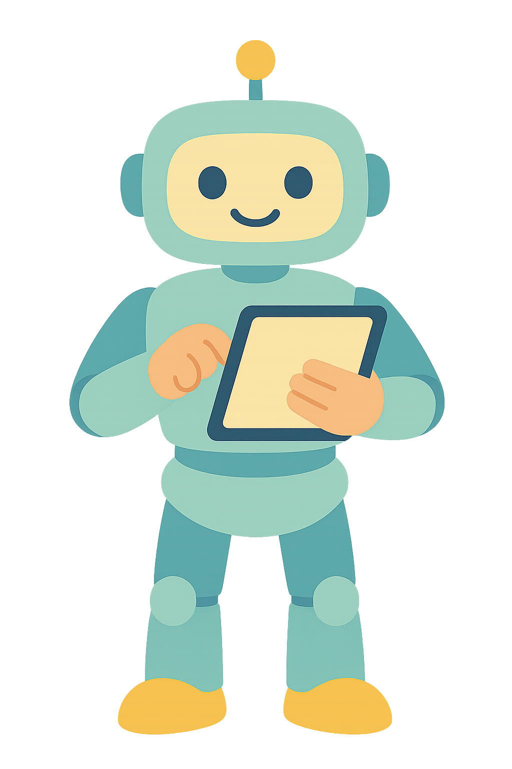 로봇이 태블릿을 조작하는장면