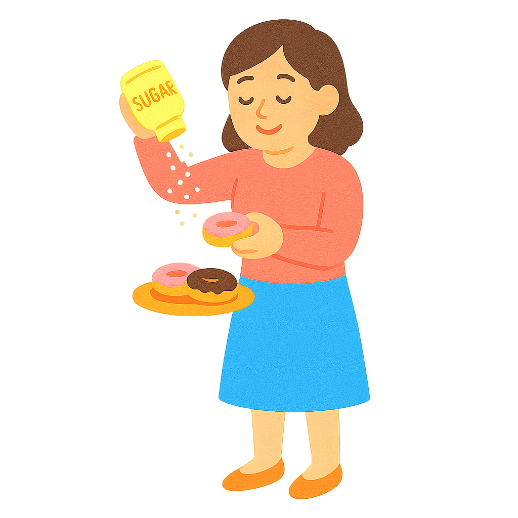 도넛에 설탕뿌리는모습