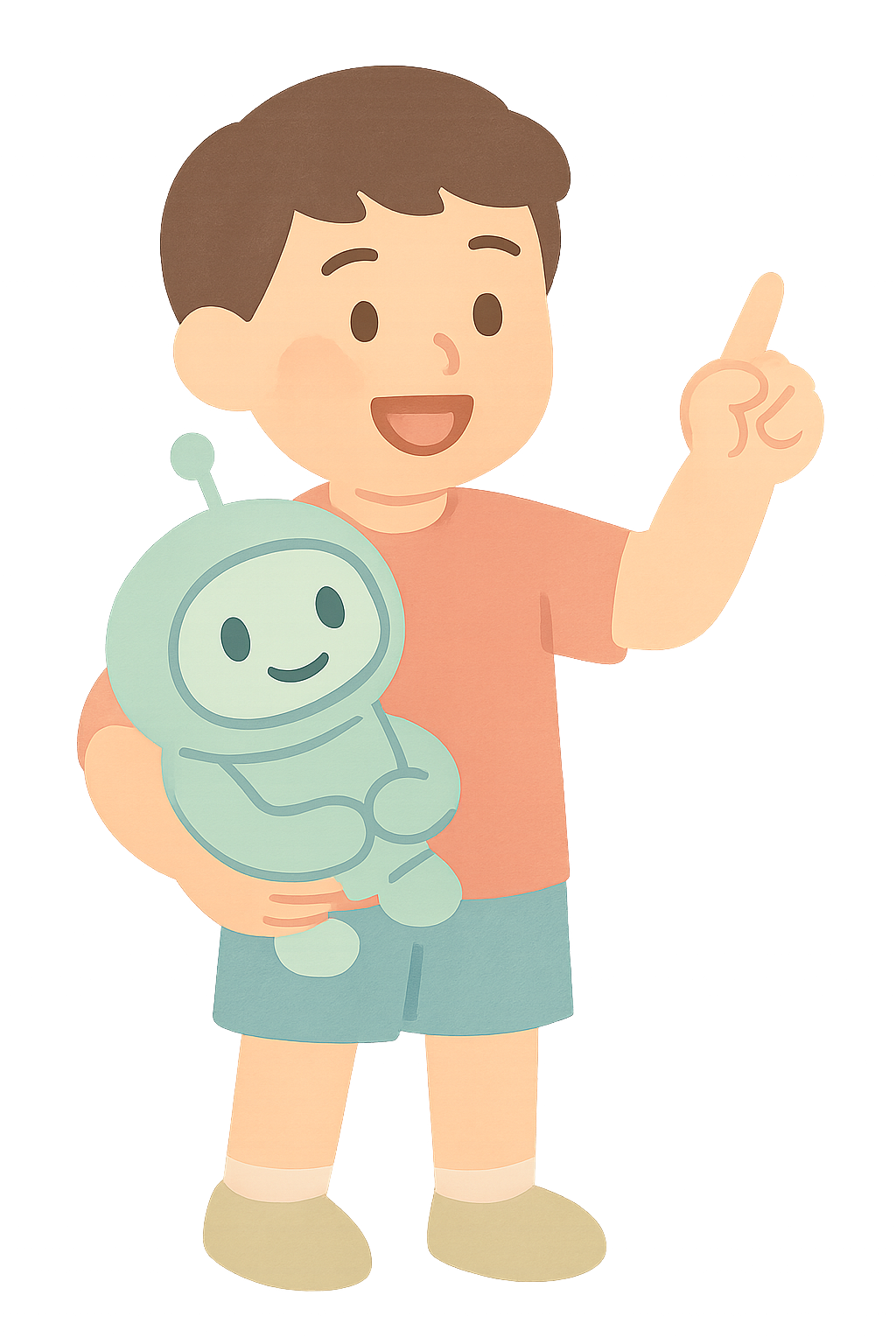 반려동물처럼 안겨있는 로봇