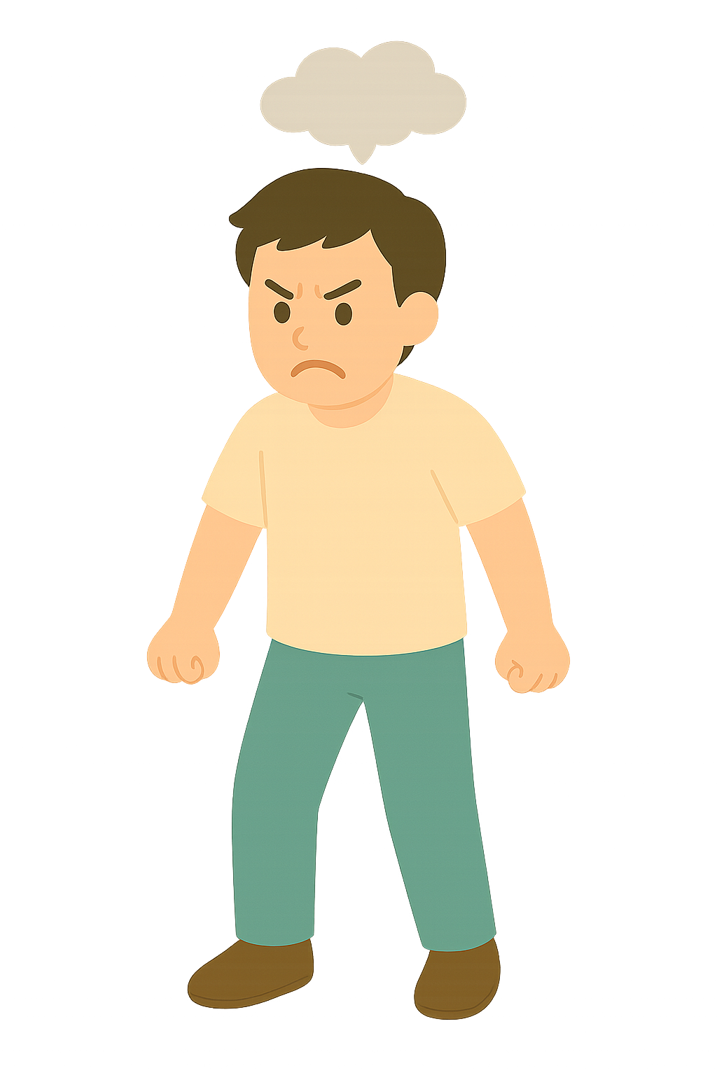 머리위에서 연기나는 화난모습