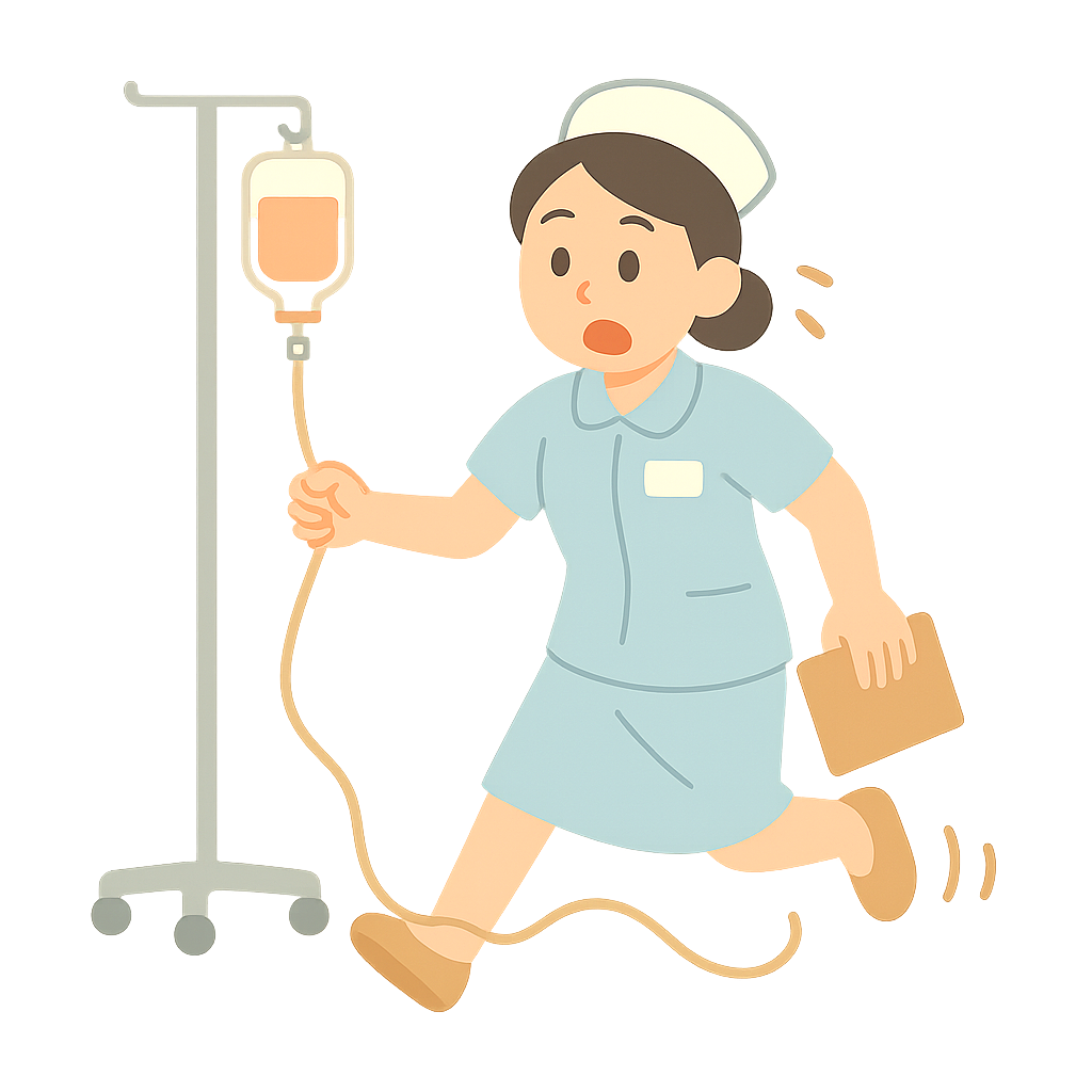 링거줄에 걸려 넘어질뻔한 모습