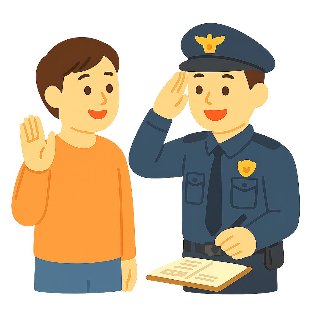 순찰중 시민에게 인사하는모습