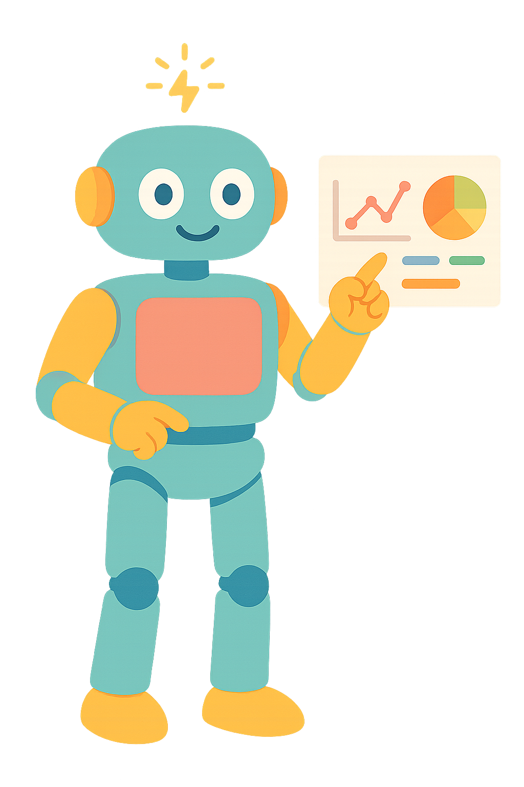 분석차트를 보여주는 로봇