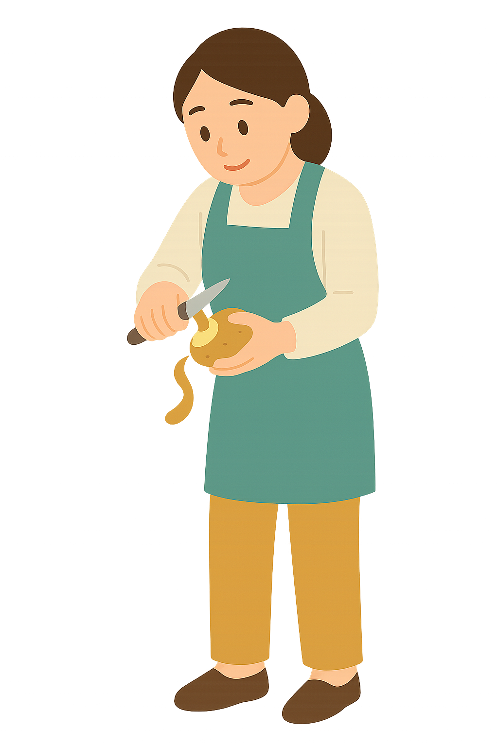 감자를 칼로 껍질벗기는모습