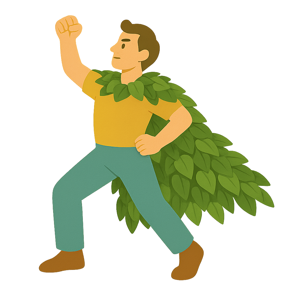 담쟁이잎으로 망토로 만든모습