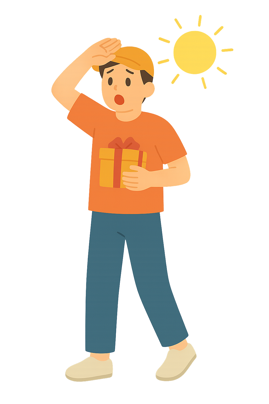 뜨거운 햇빛에 놀란모습