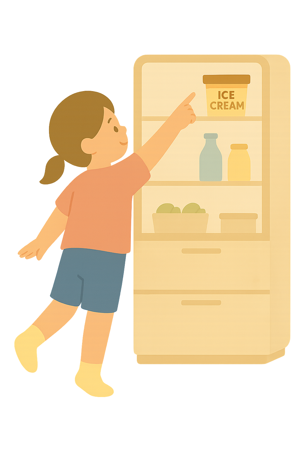 냉동고에서 아이스크림 꺼내는모습