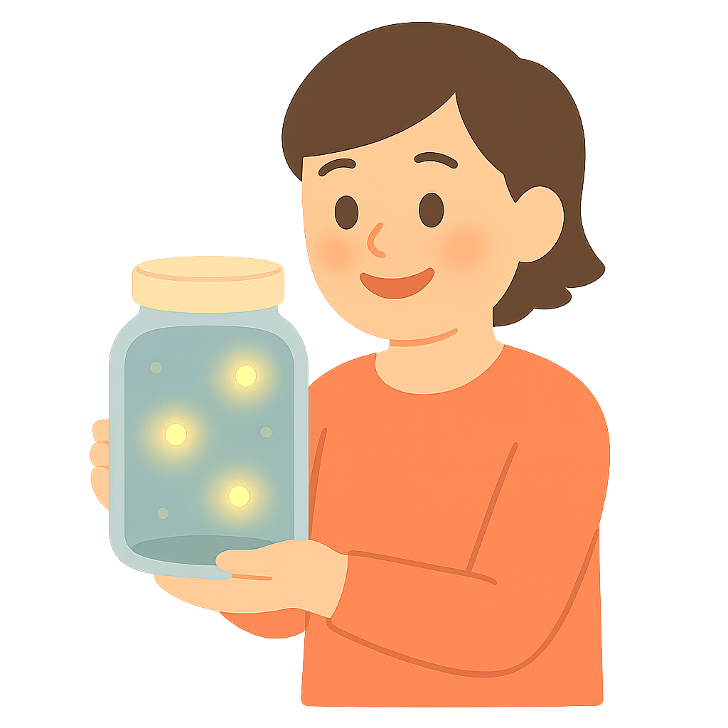 유리병에 반딧불을 넣은 모습