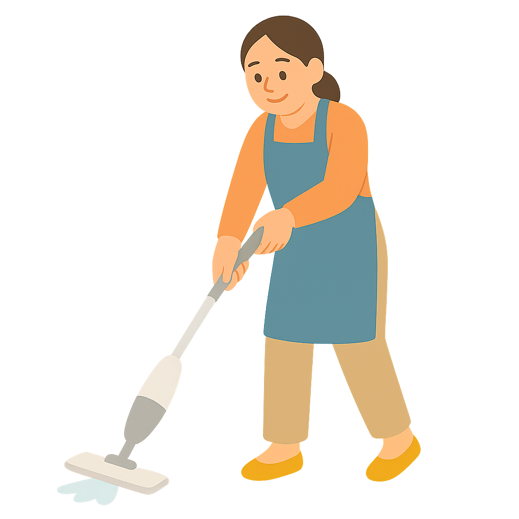 물걸레청소를 하는 주부