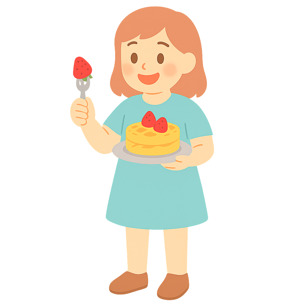 딸기와플을 먹는아이