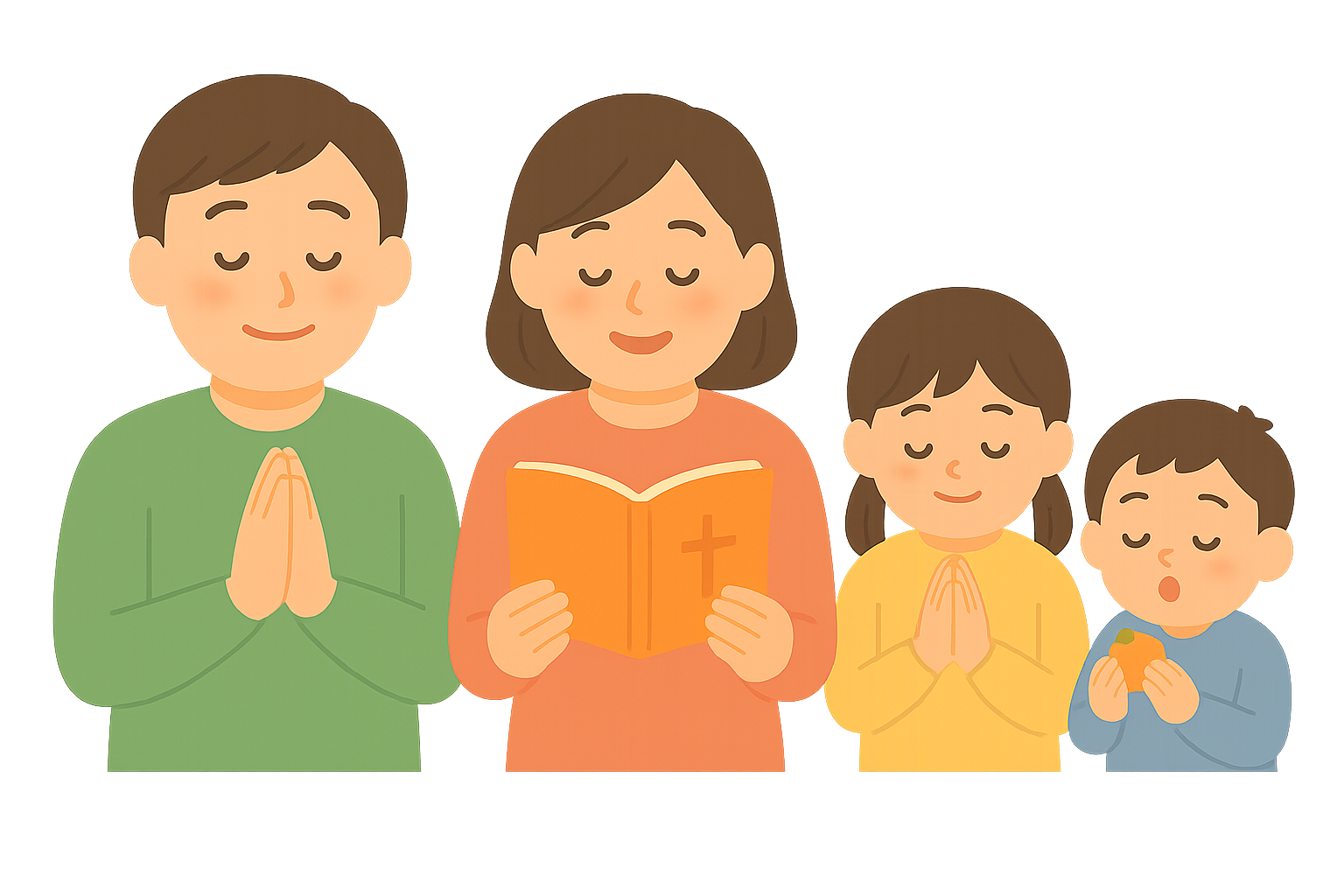 가족이 함께 예배하는모습