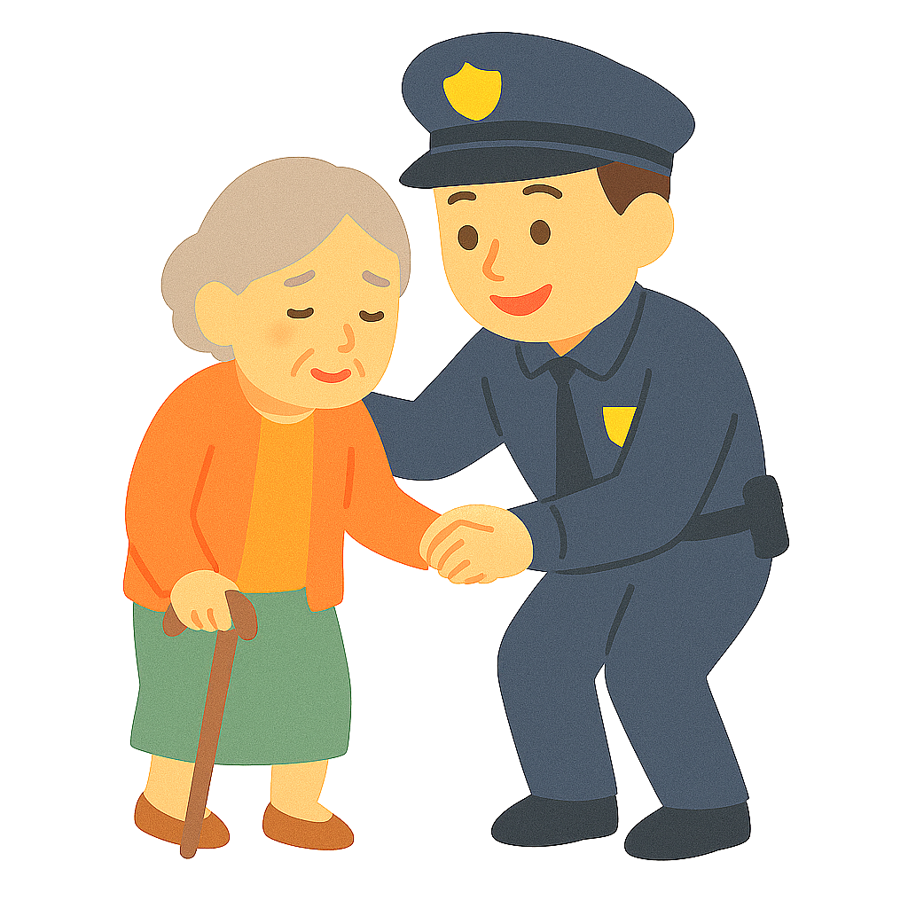 노인을 도와주는 장면